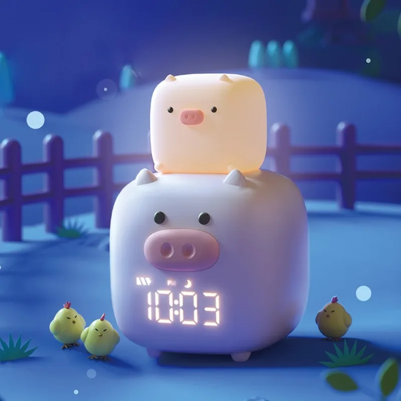 

Alarm Clock Night Lamp Voice Control LED Digital Clock Electronic Desk Table Clock Cute Pig For Children Kids Home Decoration