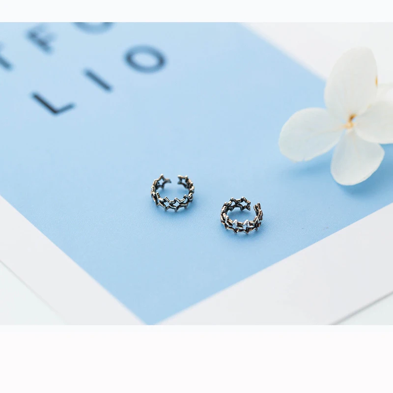 Серьги клипсы женские из серебра 100% пробы с полыми элементами|Серьги-клипсы| |