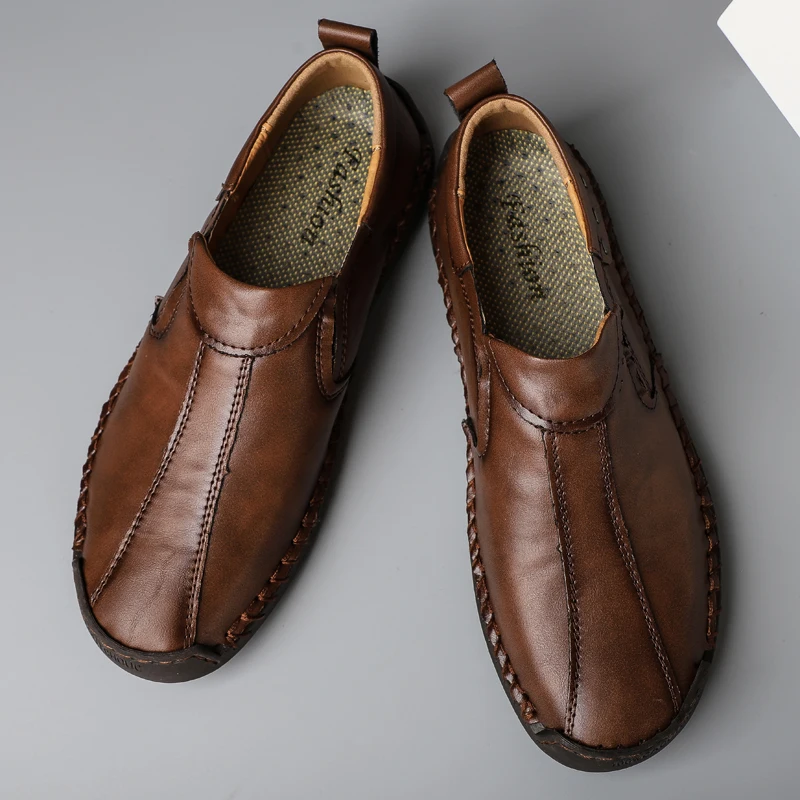 

Fashion Mens Sneakers Genuine Leather Autumn Driving Loafers Male Non-Slip Soft Comfortable Outdoor Shoes High Quality Men Shoes