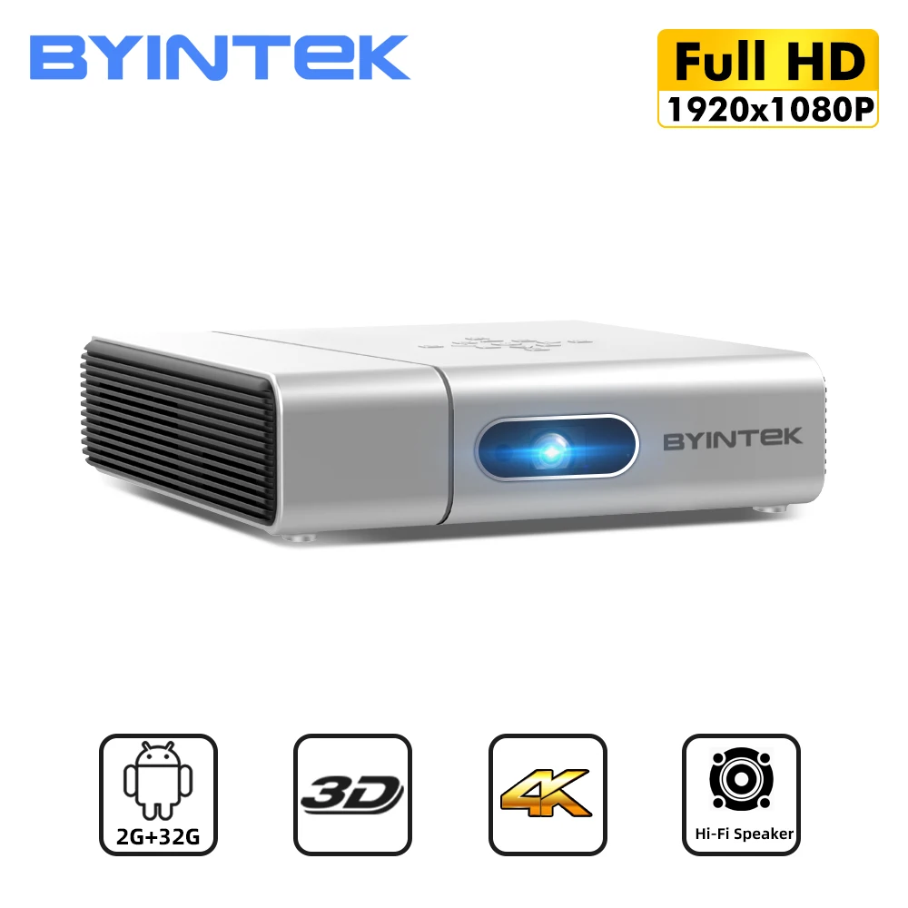 

BYINTEK U50 Full HD 1080P Mini 3D 4K Android Smart TV Wifi Portable lAsEr LED DLP Projector Proyector for Smartphone Cinema PC
