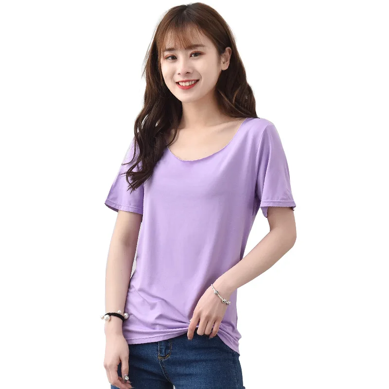 Летняя тонкая женская футболка с коротким рукавом и круглым вырезом большие