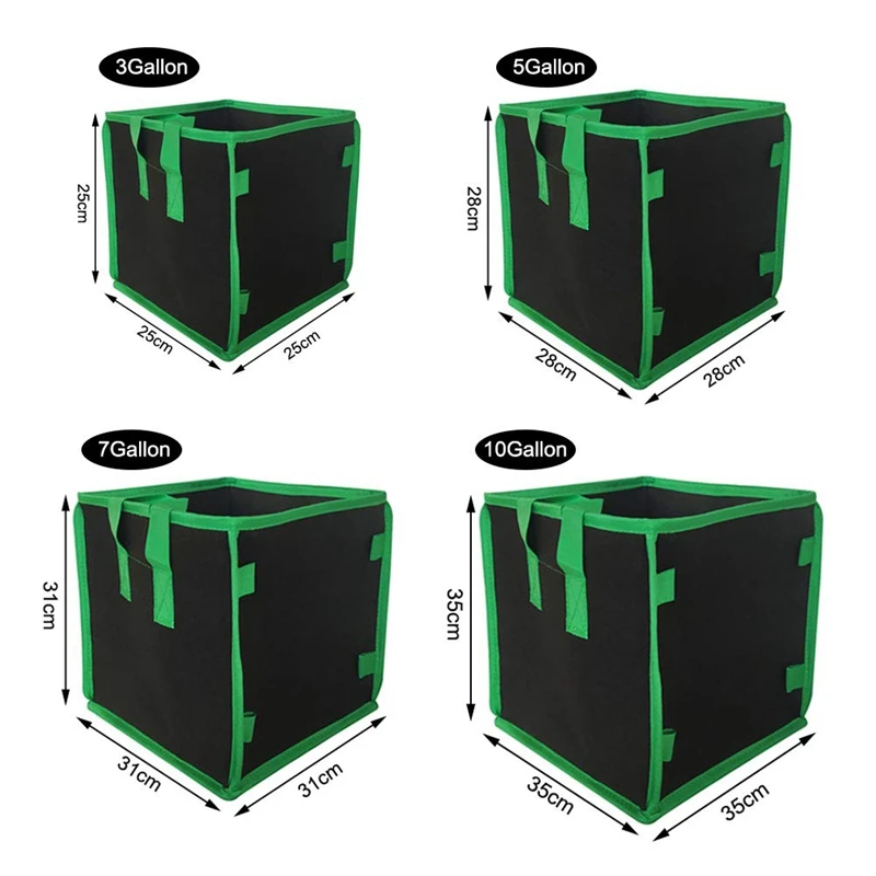 

6Pcs/Set Square Grow Bags Thick Fabric Bags with Handles for Indoor and Outdoor Garden