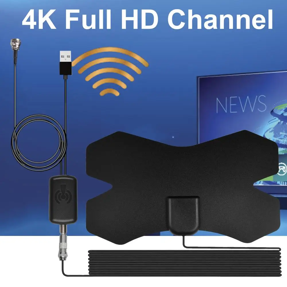 4k Digital Tv Antenna Booster Active Indoor Antenna Hd Flat Design Tv Receiver Indoor 250 Miles Range Tv Antenna