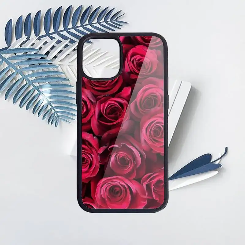 

Red rose flower pattern Phone Case PC for iPhone 11 12 pro XS MAX 8 7 6 6S Plus X 5S SE 2020 XR
