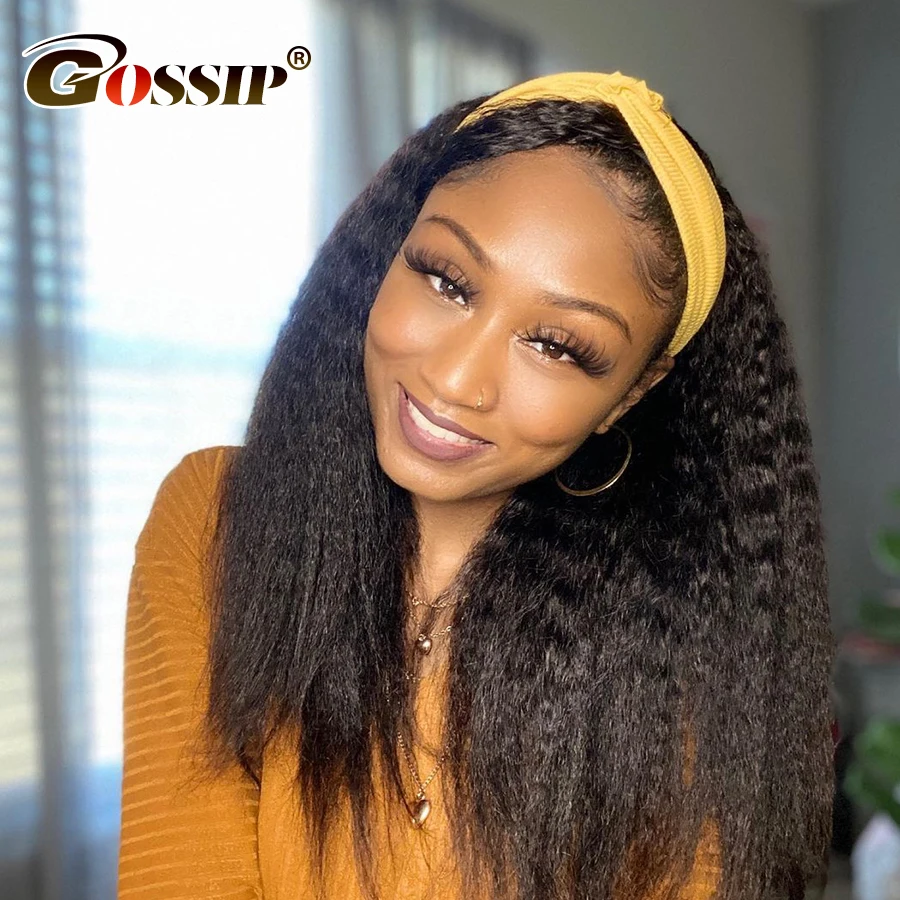 

150% Density Lace Frontal Kinky Straight Headband Wig Remy Human Hair Wigs For Black Women Headband Wig Human Hair
