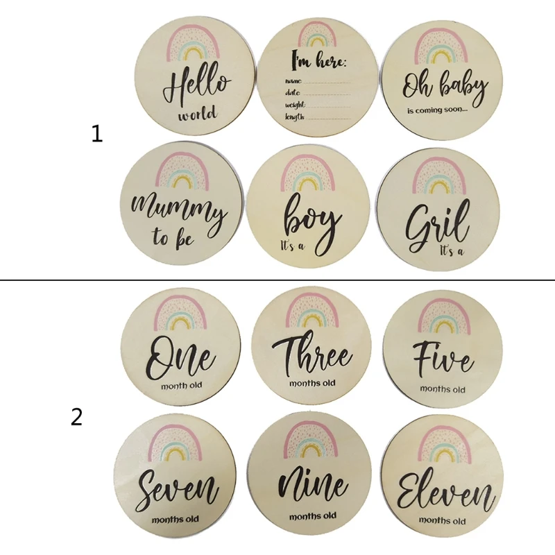 

6 Pcs/Set Newborn Birth Monthly Recording Card Baby Rainbow Month Milestone Cards Baby Photography Props Toy