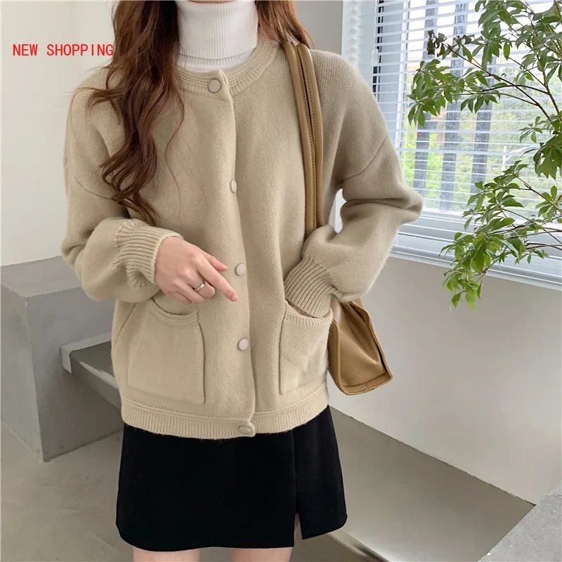 

Pink Sweaters Women Solid Single Breasted Korean Style Chic Soft Knitting All-match Stylish Daily Casual Female Cardigan y2k New