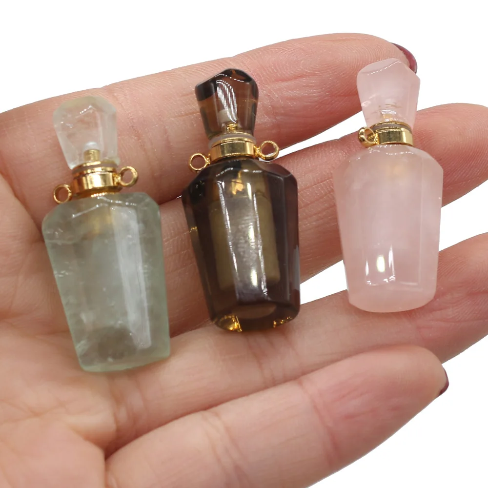 

Natural Stone Perfume Bottle Pendant Section Vase Shaped Semi-precious For Jewelry Making DIY Women Necklace Accessory