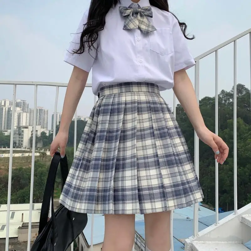 Японский колледж JK Униформа юбка клетчатая плиссированная дикая Милая Свободная