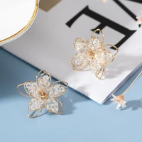 yaonuan cuteromantic gold plated earrings for girls inlaid acrylic five leaf clover ear studs fashion jewelry accessories party