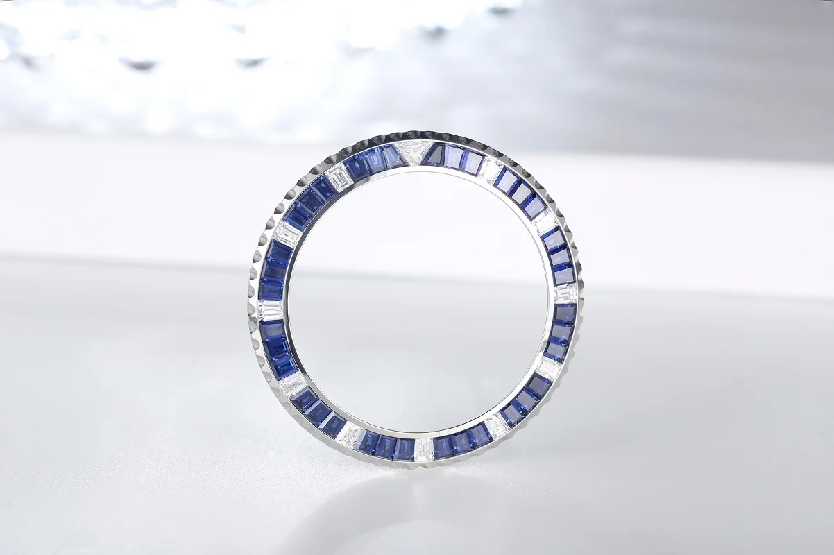 

Customizable Hot Color Stainless Steel Watch Bezel Submariner 40mm Inserts Synthetic Created Sapphire+Cubic Zirconia Gemstone