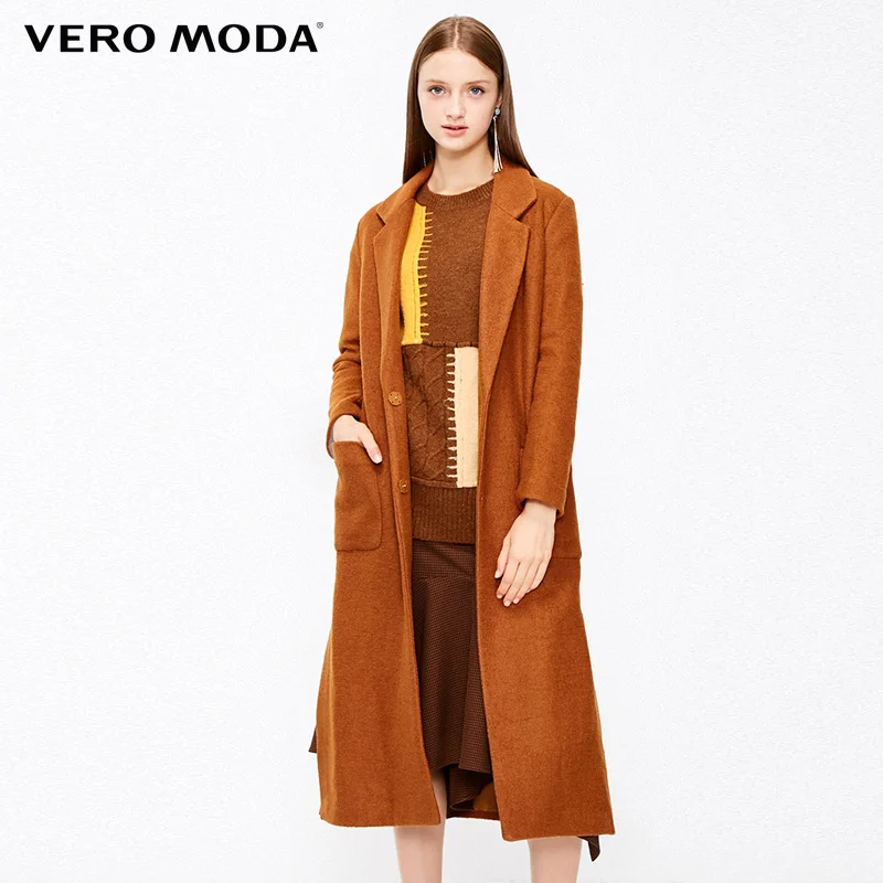 Vero Moda зимняя шерсть Длинное пальто Большой карманный жакет куртка женская|