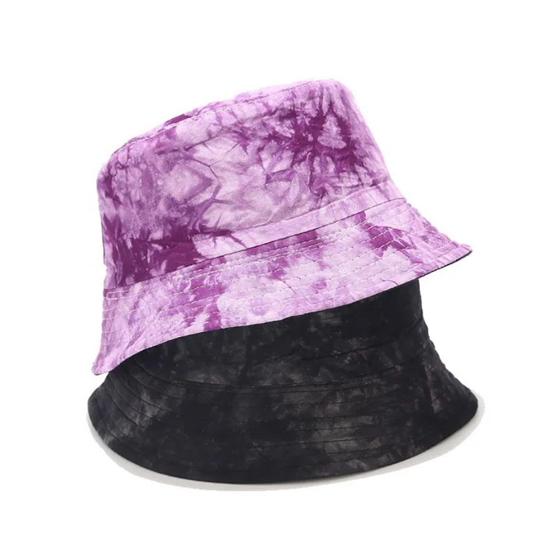 

1PCS Double-sided Wearing Cap Visor Bucket Hat Men And Women Street Trend Hat Women Tie-dyed Ink Painting Pattern Fisherman Hat