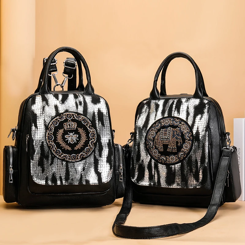 

Multiple Back Methods Detachable Strap Embossing Leather Backpack For Women Shoulder Bags Fashion Crossbody Bag Designer Handbag