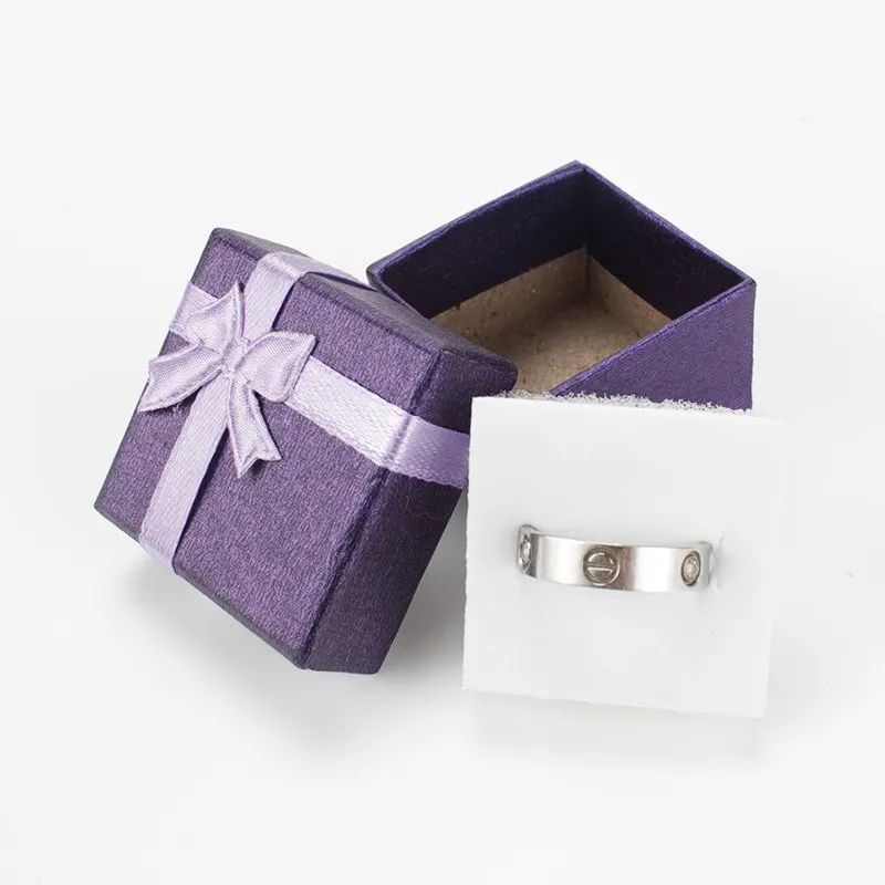 

1 Piece 4*4cm Classic Purple Jewelry Gift Box Wedding Ring Box Container Earring Organizer For Women Jewelry Display Packing Box