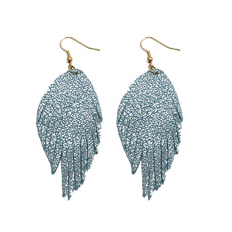 M & G модные блестящие серьги подвески из натуральной кожи с перьями элегантные