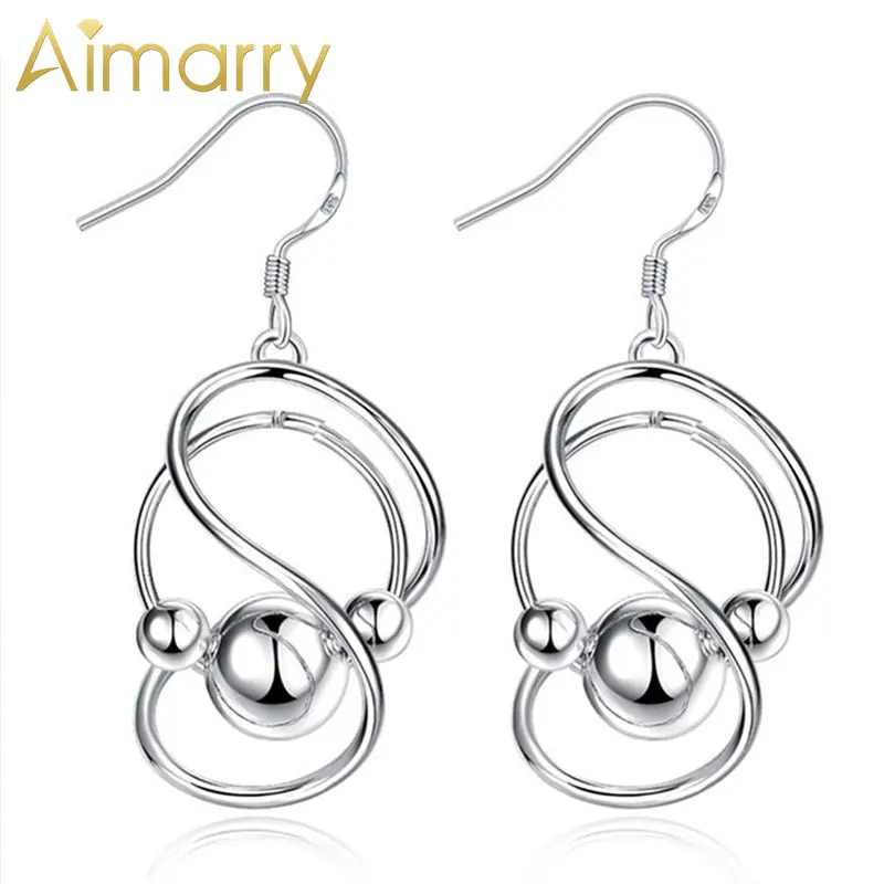 

Aimarry 925 Sterling Silver Smooth Beads Earrings For Women Birthday Party Charm Gifts Wedding Fashion Jewelry