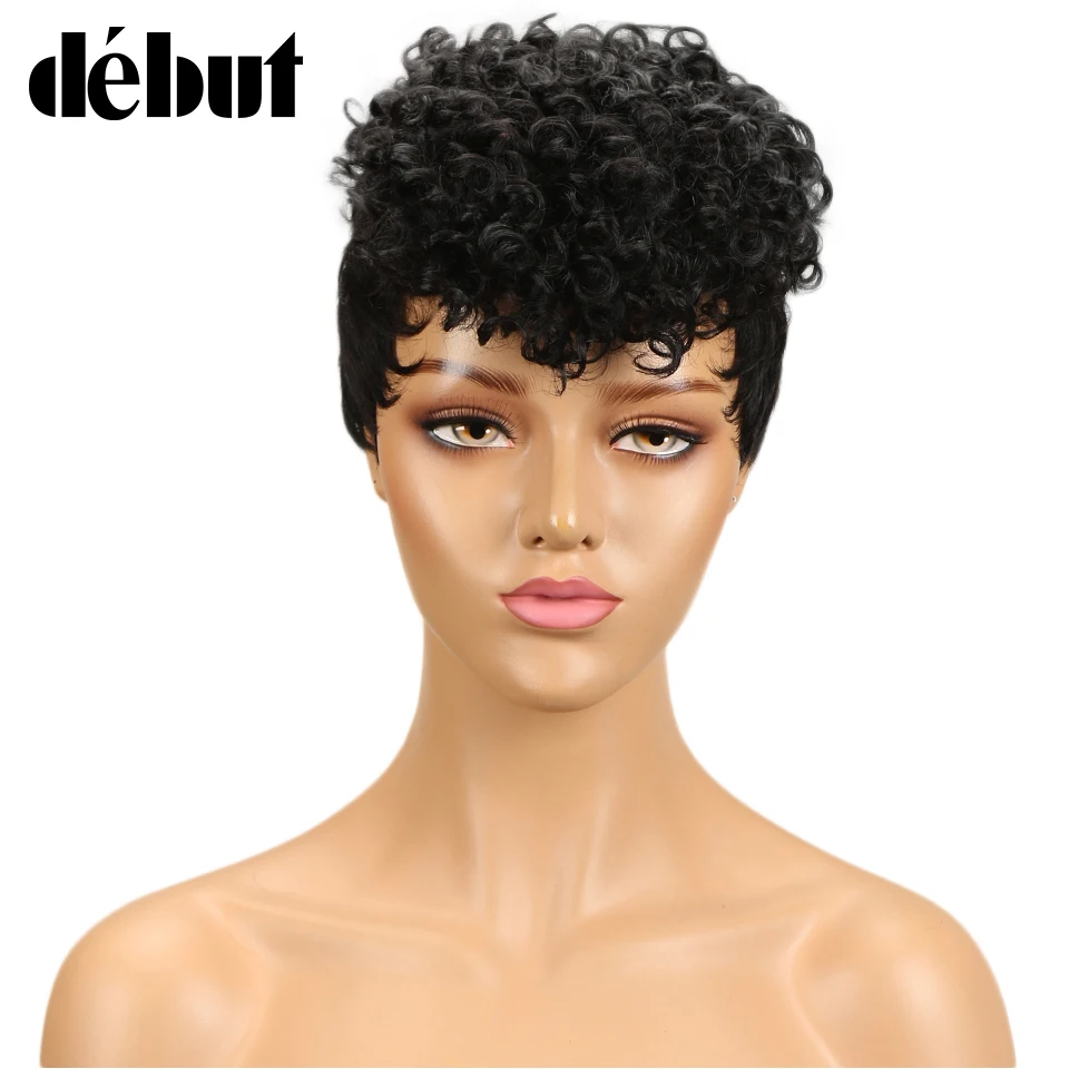 Дебюта парики для чернокожих Для женщин короткие из человеческих волос эффектом