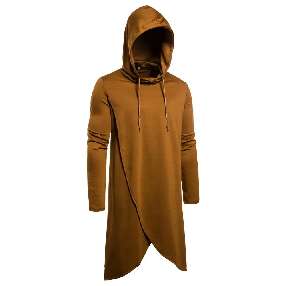 Мужская Длинная толстовка в стиле хип-хоп винтажная тонкая с капюшоном