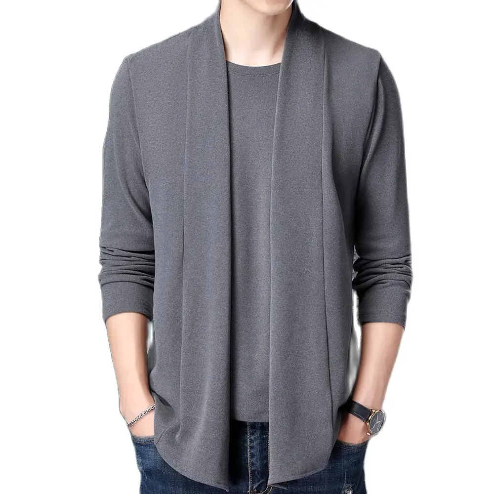 Новинка 2021 повседневный вязаный длинный свитер с имитацией двух частей Мужской