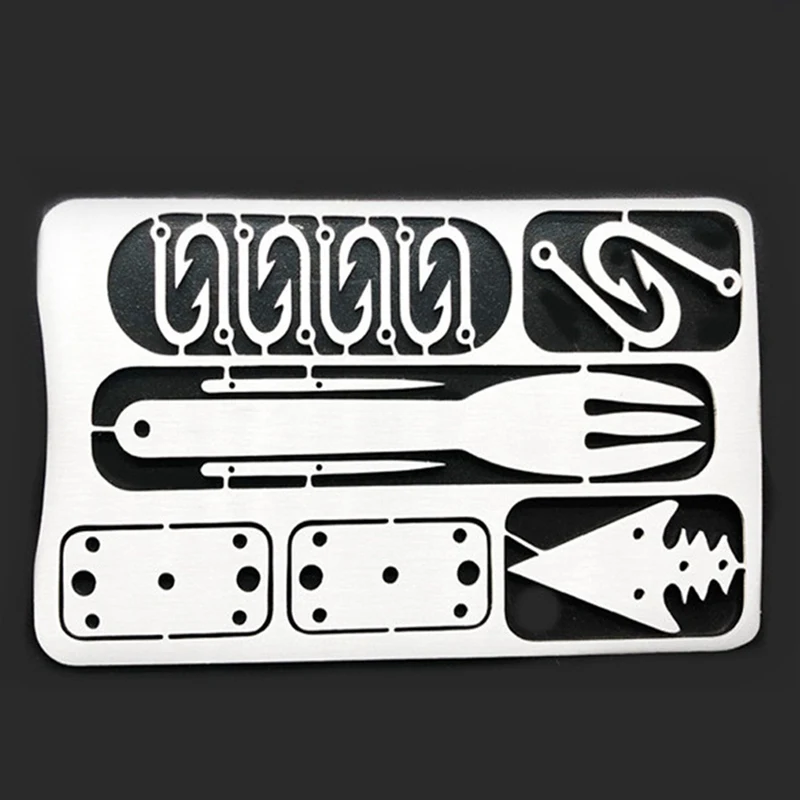 

Outdoor Multi-Tool Card Hunting Fishing Camping Multitool Portable Tourism Supplies Survival Equipment Trap Button Fish Hook Saw