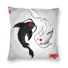 Японский Koi рыба-подушка крышка 40 х 40 Домашний Декоративный принт с изображением символа Инь Ян Карп подушка для Гостиная двухсторонняя