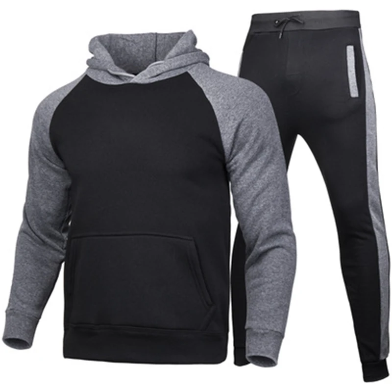 

2021 New Men's Sets Autumn And Winter Men's Raglan Sleeve Sports Sets Fashion Casual Running Color Matching Hoodie Suit Male S-3