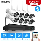 Комплект беспроводной системы видеонаблюдения, 8 каналов, уличный водонепроницаемый сетевой видеорегистратор 5 МП, Wi-Fi, система безопасности, комплект беспроводной системы видеонаблюдения 5 Мп