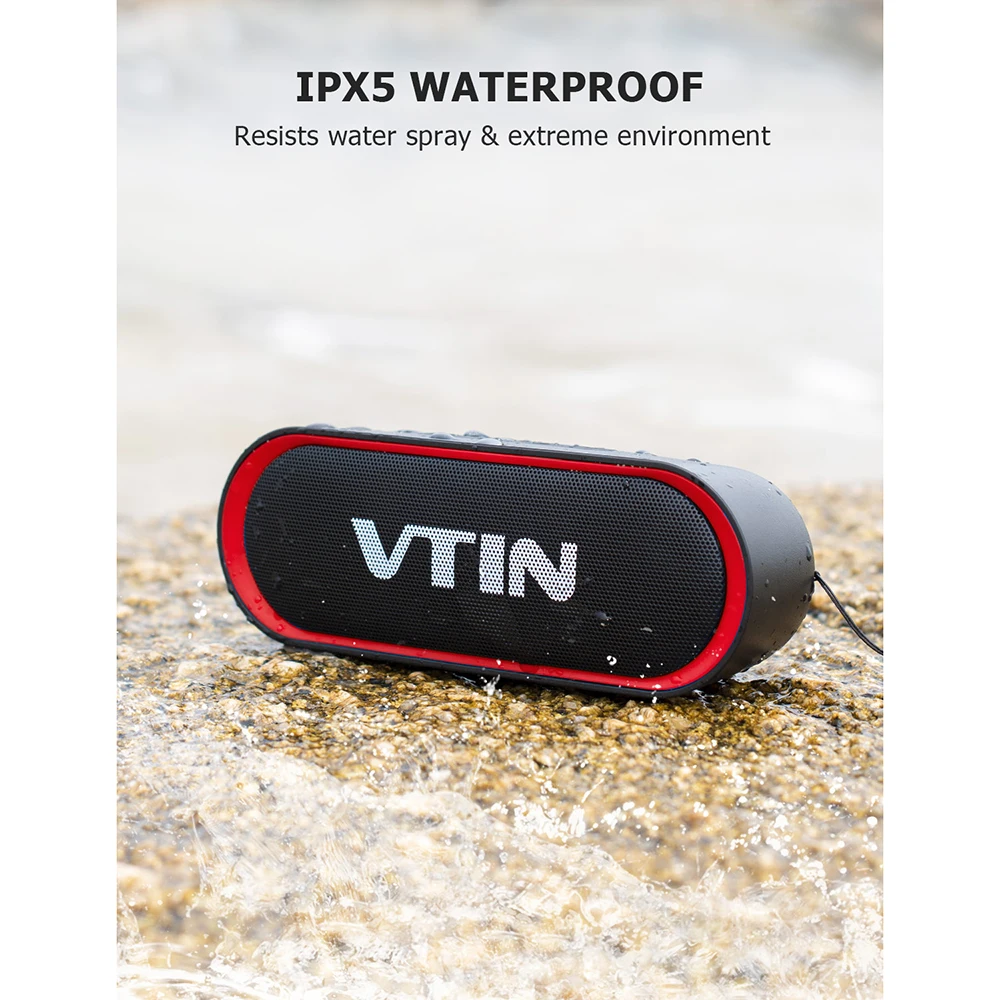 VTIN BH338 Bluetooth 5 0 IPX5 Водонепроницаемый портативный беспроводной динамик с мощными