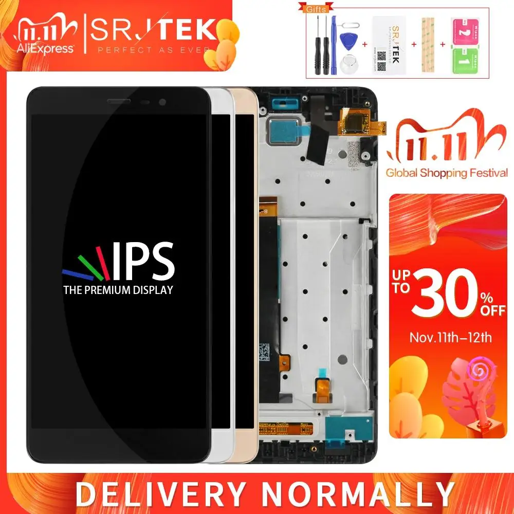 

150mm Srjtek For Xiaomi Redmi Note 3 LCD Display Matrix Touch Screen Digitizer Full Assembly Frame For Hongmi Note 3 Display