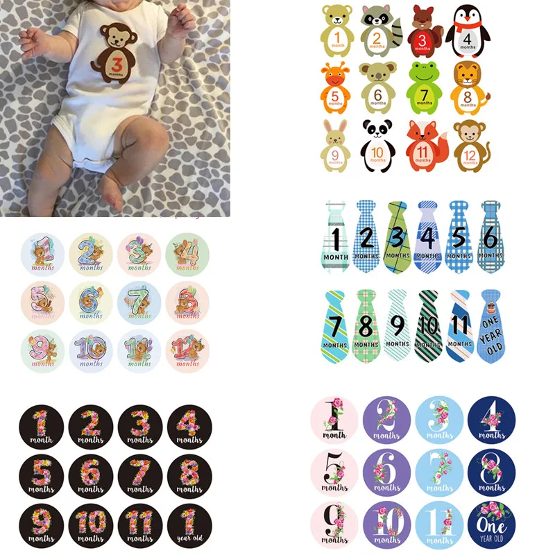 

Месячная наклейка новорожденные дети памятная карта номер фотография ребенка памятный месяц