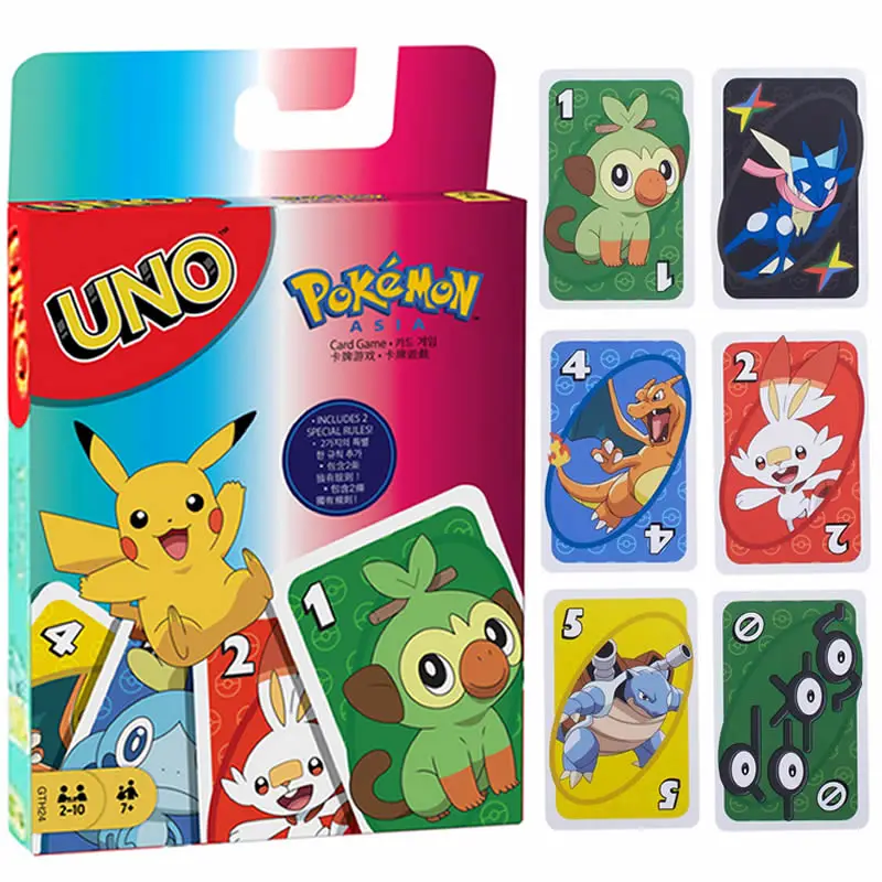 Juego de cartas de Pok&eacute;mon UNO, entretenimiento familiar, cartas de mesa, p&oacute;ker, juguete para ni&ntilde;os, regalo de Navidad-0