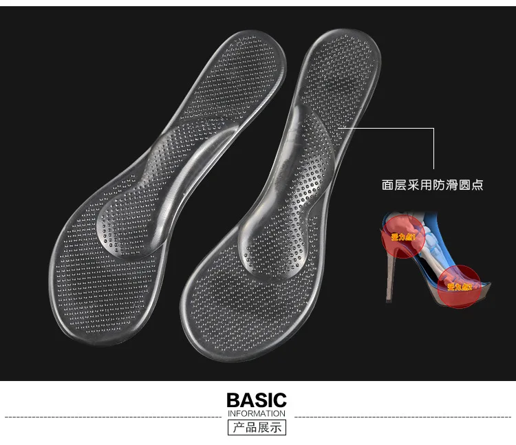 

Non-Slip Women Gel 3/4 length Arch Support Anti-slip Massaging Metatarsal Cushion Orthopedic Insoles for High Heels Shoes Gel
