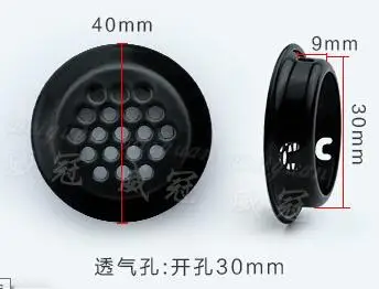 30mm black Bevel 10 шт./лот 30 мм/35 мм/40 мм/43 мм/65 мм из нержавеющей стали вентиляционное отверстие шкаф украшение шкафа респирадеро круглая вентиляционная система - Цвет: 30mm black Bevel