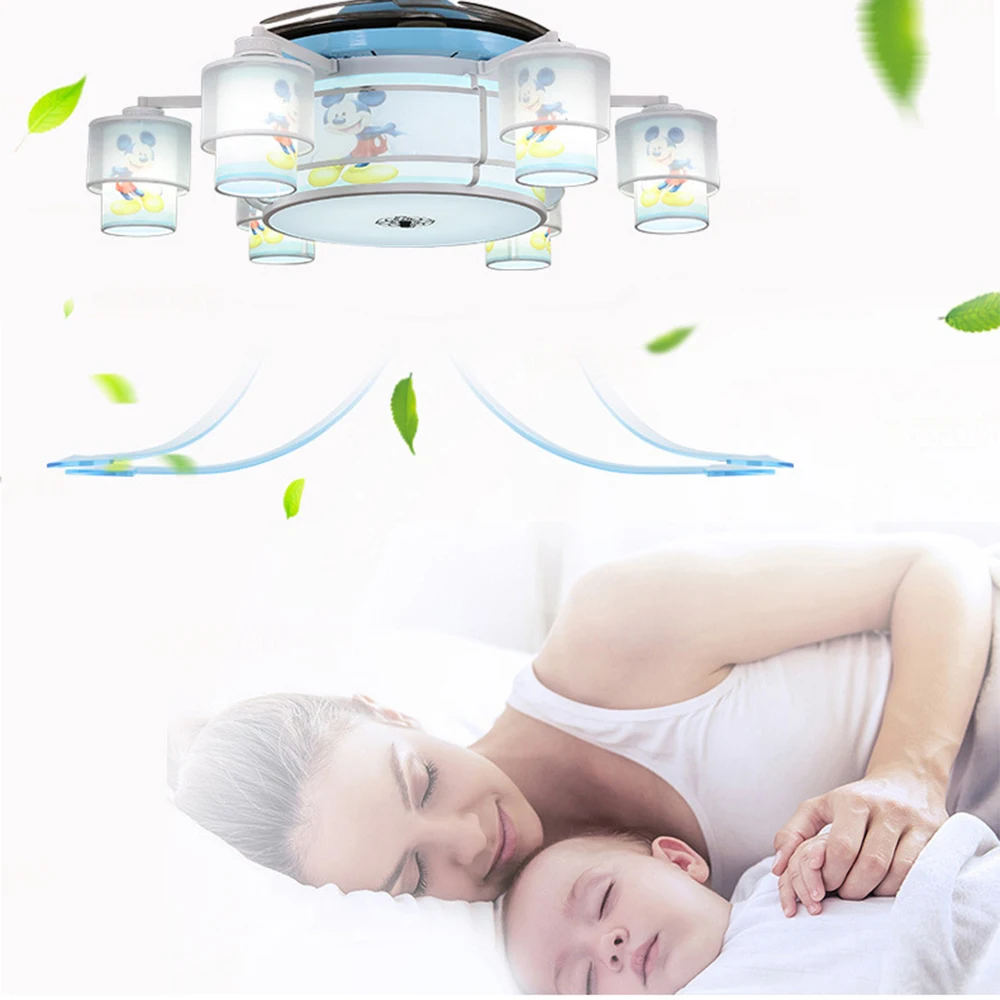 Светодиодный потолочный вентилятор с Микки Маусом детский подвесной Невидимый