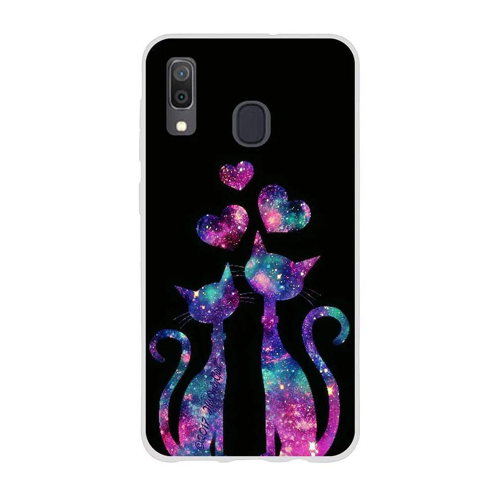 For Samsung Galaxy A10 A20 A30 A40 A50 A70 Case Silicone Back Protective Slim TPU Pattern Cartoon Cat Funda 3D Bumper | Мобильные