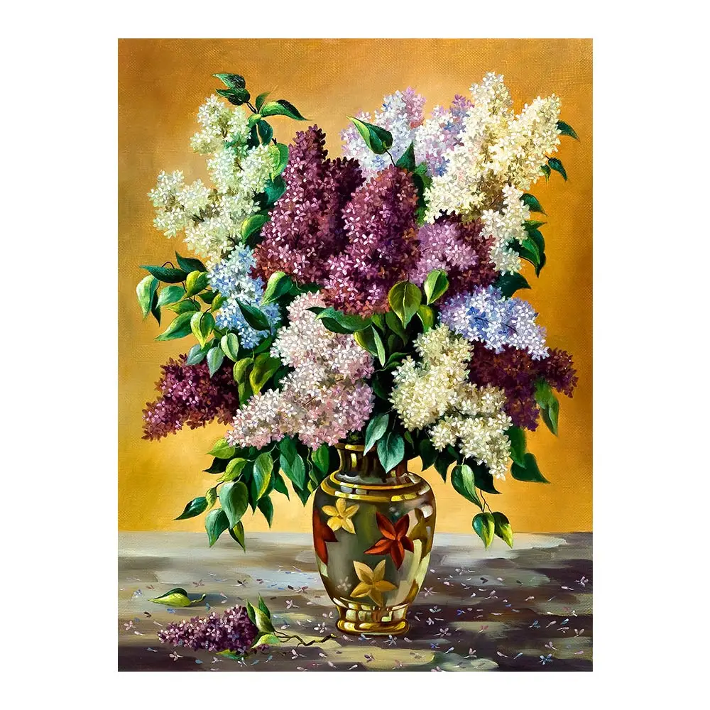 Желтая Цветочная ваза Лавандовая Алмазная картина круглая полная дрель Nouveaute DIY