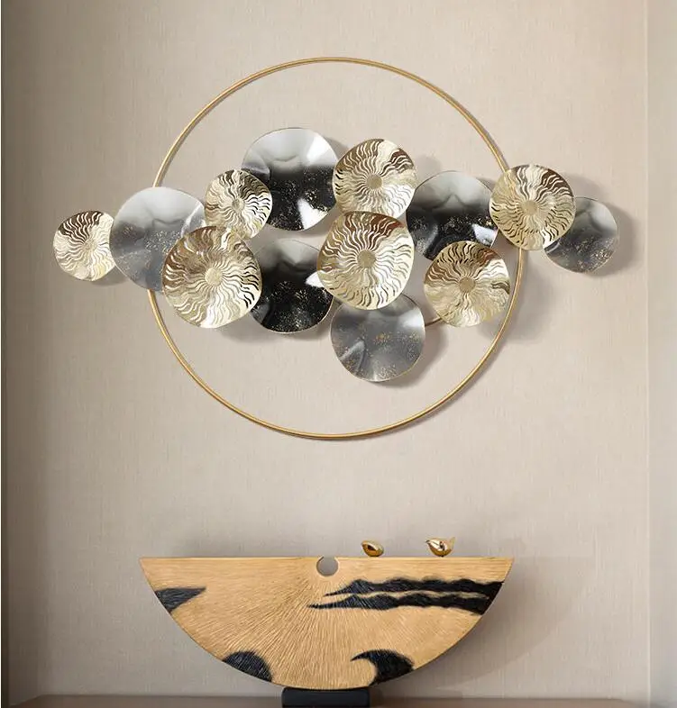 Новый китайский 3D стерео кованый железный настенный подвесной круглый декор для