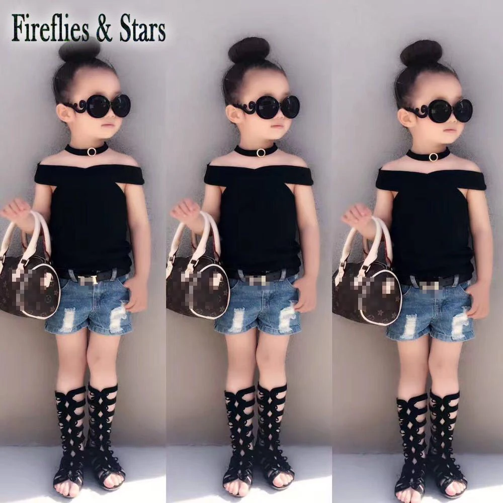 Летняя футболка для девочек детский укороченный топ Детская уличная одежда
