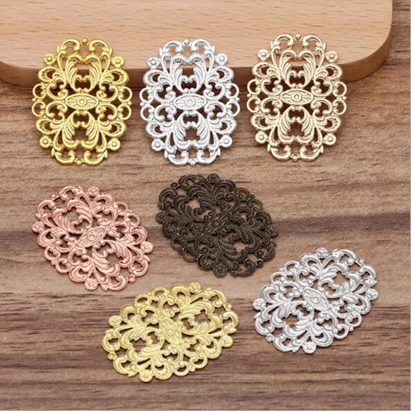 

20pcs/lot 24x32MM Copper Filigree Flower Spacer Flowers Connector For DIY Necklace Making Supplies Jewelry Finding wholesale