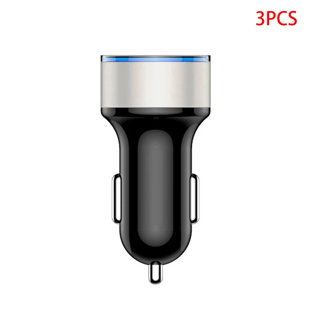

3 Pieces Car Charger 5V 3.1A Quick Charge Dual USB Port LED Display Voltmeter Phone Charging Adapter, Black, Silver