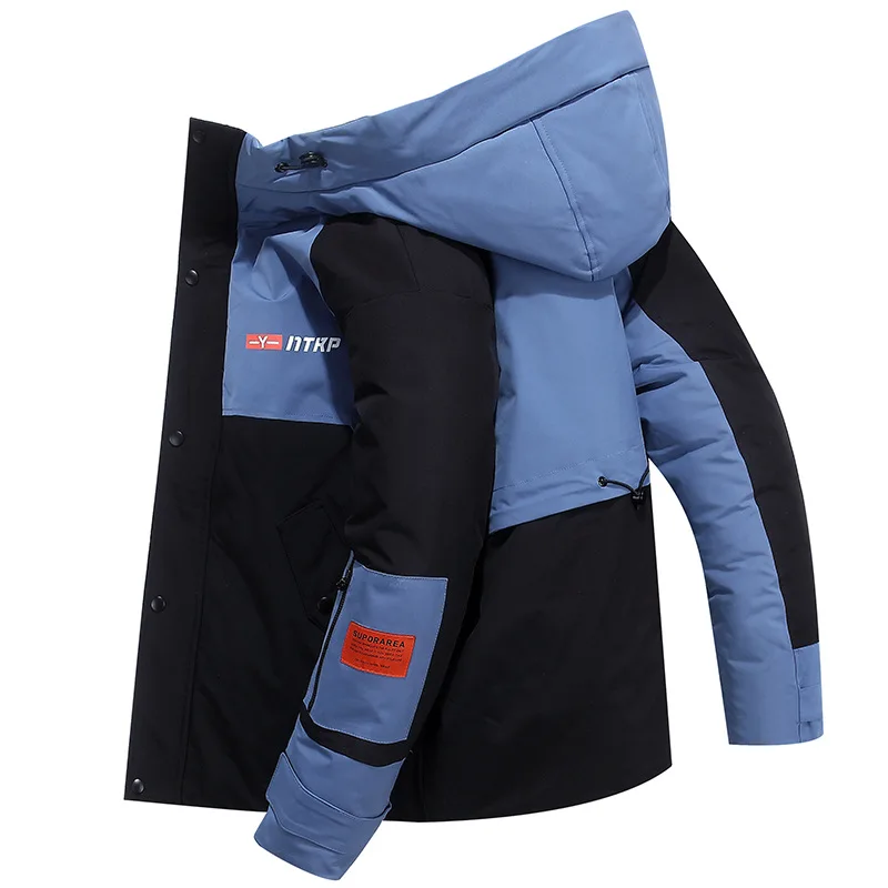 Парка мужская зимняя на утином пуху теплая парка с воротником-стойкой подходящая