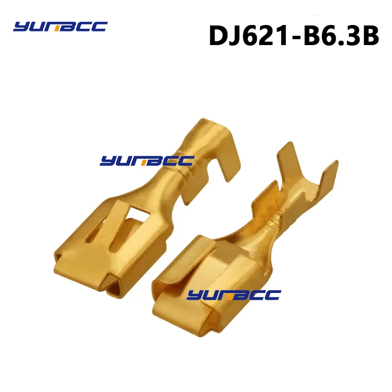 

100pcs H62 brass tinned 6.3mm automotive terminal Automotive connector female terminal DJ621-B6.3B