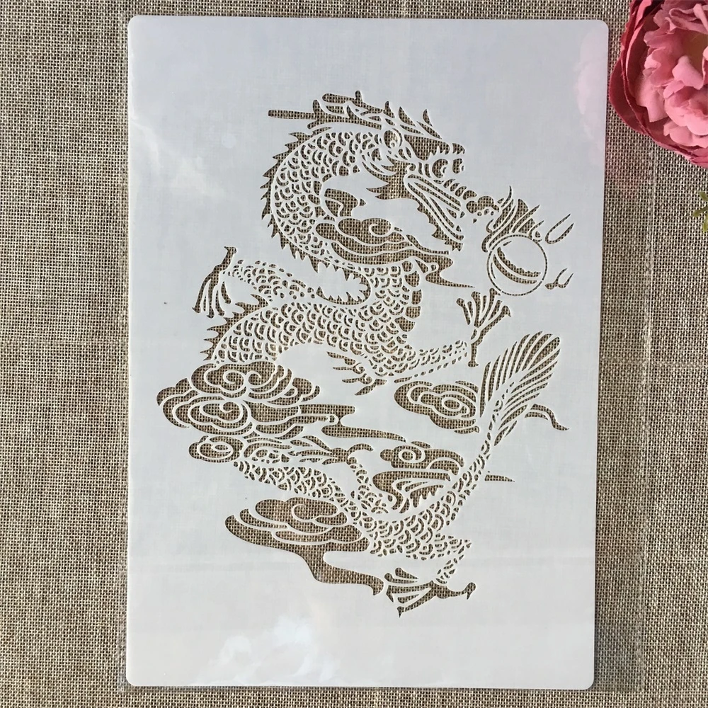 4 шт. трафареты A4 для творчества с изображением дракона бабочки карпа | Канцтовары