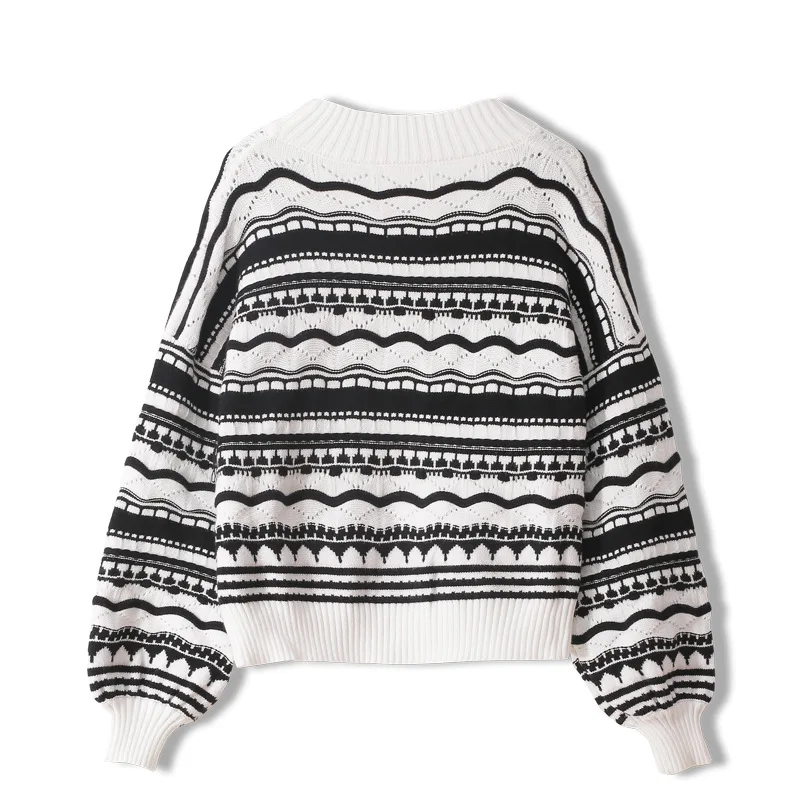 

2020 Women Autumn Cardigans Winter Striped Jacquard Casual Loose Knitted Outwear Femme Elegant Warm Thick Christmas Retro Jumper