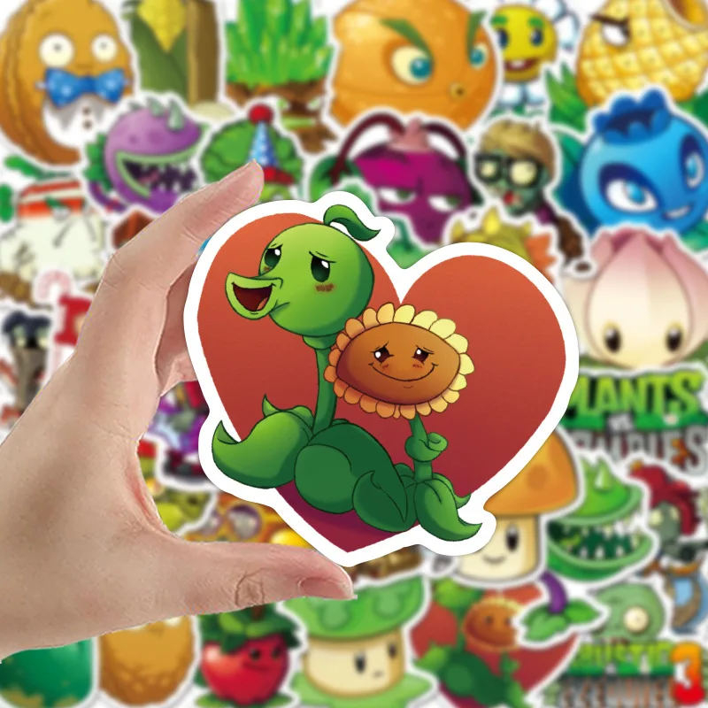Pegatinas de dibujos animados Plants Vs Zombie, juego de guitarra, port&aacute;til, tel&eacute;fono, nevera, monopat&iacute;n, equipaje de viaje, grafiti, juguete para ni&ntilde;os, 10/30/50 Uds.-4