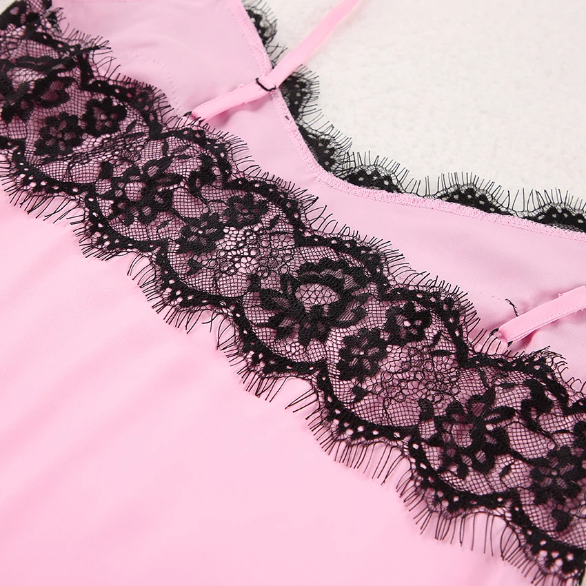 Пижамный комплект HiLoc с кружевной отделкой атласная майка и полосатые шорты