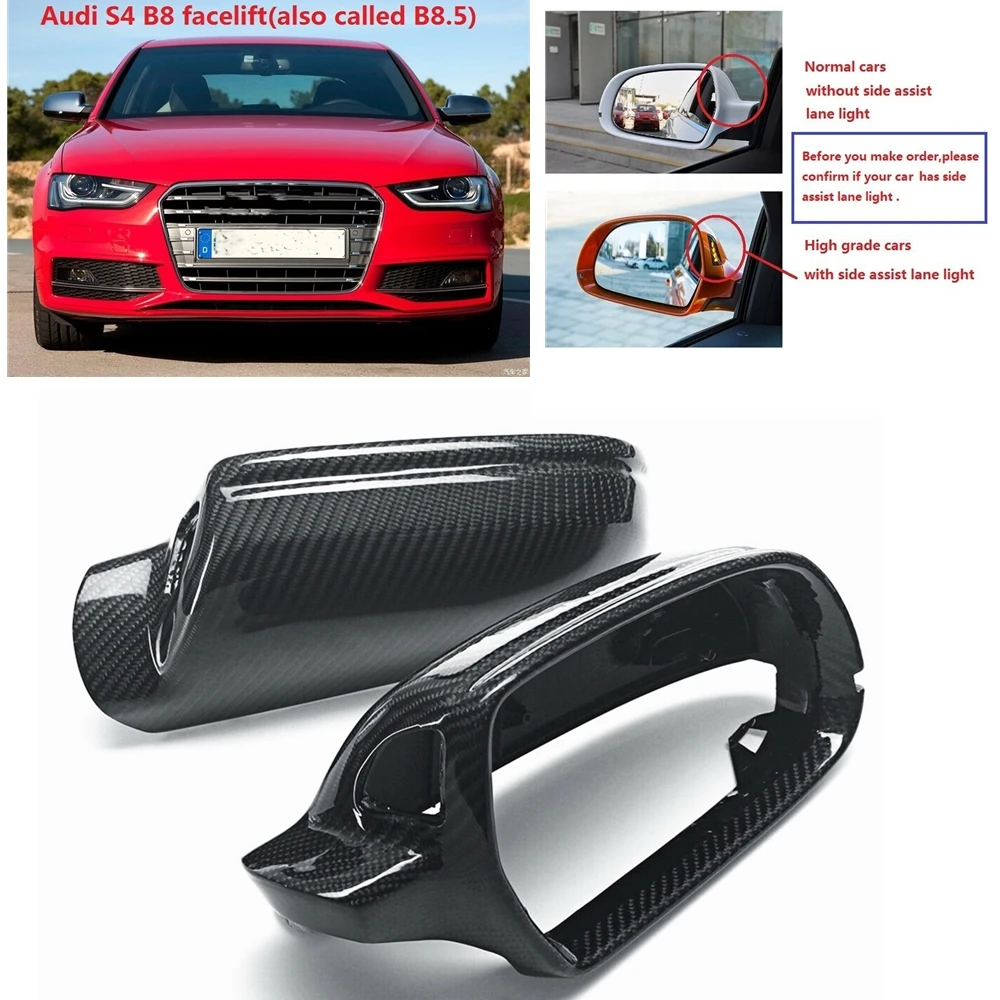 

Зеркальная Крышка для Audi A4 B8.5 S4 2013-2016 A5 S5 2010-2013 RS4 RS5 с боковым вспомогательным стеклом Сменные колпачки для заднего вида автомобиля из углеродного волокна