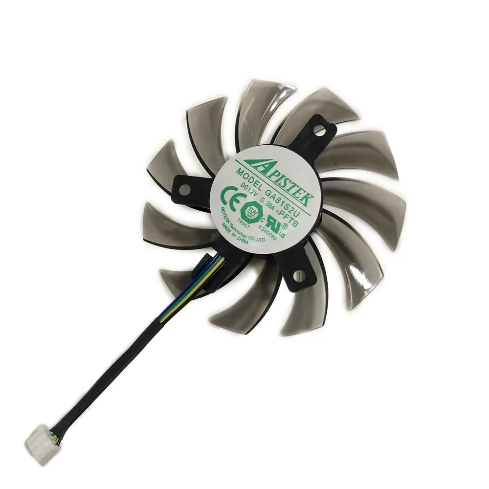75 мм APISTEK GA81S2U PFTB DC 12V 0.38A 4Pin графического процессора вентилятор для ZOTAC GeForce GTX 970 4GB