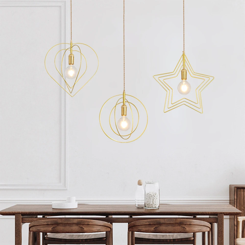 Minimalist Modern Gold Iron LED Pendant Light for Bedroom Living Room Kitchen Hall Counter Restaurant Bedhead Nordic Home Decor | Лампы и